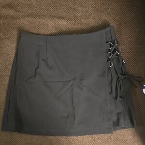 Elegant Black Lace-Up Skirt